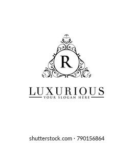 Luxury vintage crest logo. Calligraphic royal emblems and elements elegant decor. Vector crest monogram ornament for letter