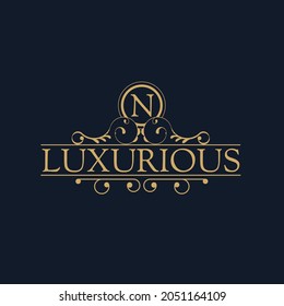 Luxury vintage emblem logo. Calligraphy royal coat of arms and elegant decoration elements. Vector emblem monogram ornament for letters,