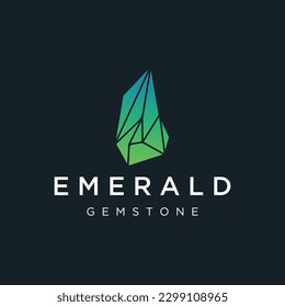 Luxury Vintage Emerald Gemstone logo in trendy style for jewelry.