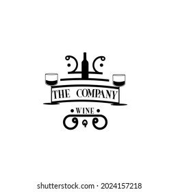 Luxury Vintage Floral Victorian Wine Glass Bottles and Glasses Bar Beverage Inspiration Logo design