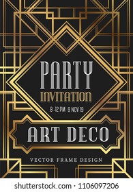 Luxury vintage frame art deco style. vector illustration