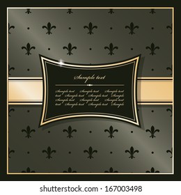 Luxury vintage frame in golden and chocolate brown colors. Vector illustration. 