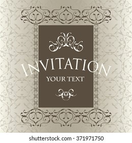 Luxury vintage frame template. Invitation card in an old style  