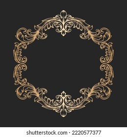 Luxury vintage golden baroque ornament frame 