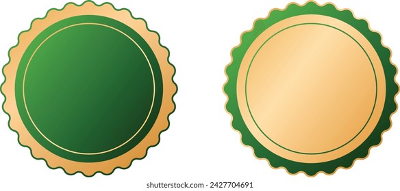 Luxury vintage golden green round badge label illustration for flyer, banner, web, infographic element