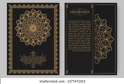 Luxury vintage golden vector invitation card template.