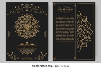 Luxury vintage golden vector invitation card template.