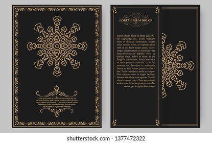 Luxury vintage golden vector invitation card template.