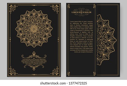 Luxury vintage golden vector invitation card template.