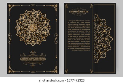 Luxury vintage golden vector invitation card template.