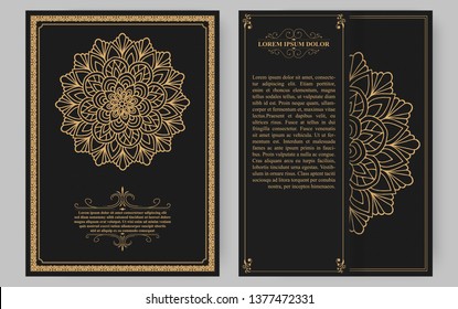 Luxury vintage golden vector invitation card template.