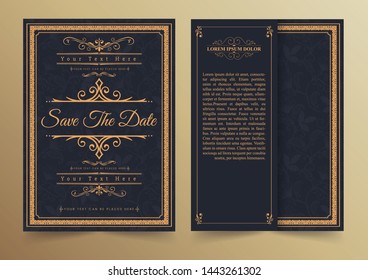 Luxury vintage golden vector invitation card template 