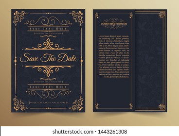 Luxury vintage golden vector invitation card template 