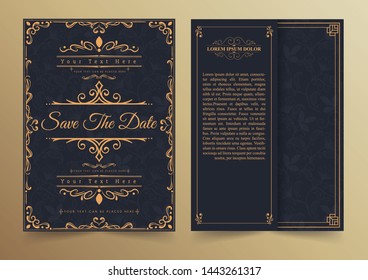 Luxury vintage golden vector invitation card template 