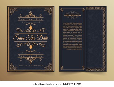 Luxury vintage golden vector invitation card template 