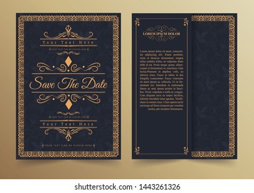 Luxury vintage golden vector invitation card template 