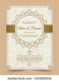 Luxury vintage golden vector invitation card template.