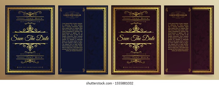 Luxury vintage golden vector invitation card template 