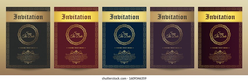Luxury vintage golden vector invitation card template
