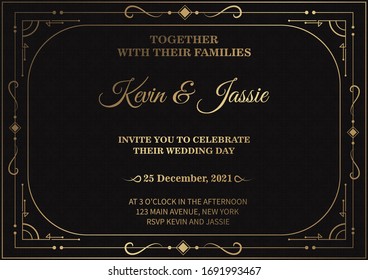 Luxury vintage golden vector invitation card template	