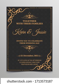 Luxury vintage golden vector invitation card template	