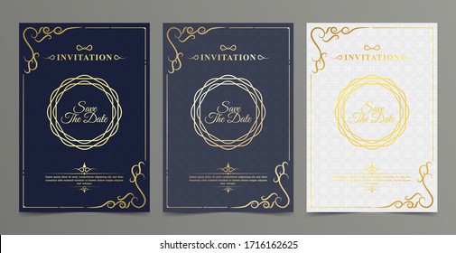 Luxury vintage golden vector invitation card template	