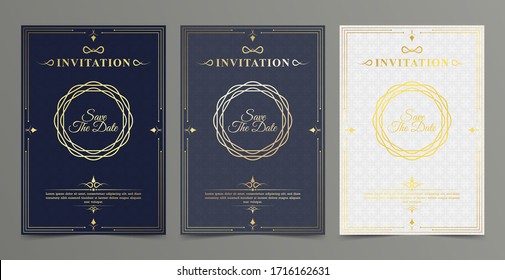 Luxury vintage golden vector invitation card template	