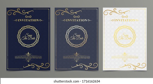 Luxury vintage golden vector invitation card template	