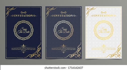 Luxury vintage golden vector invitation card template	