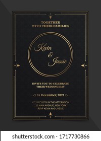 Luxury vintage golden vector invitation card template	