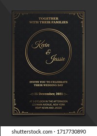 Luxury vintage golden vector invitation card template	