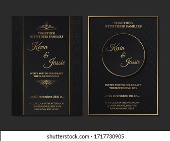 Luxury vintage golden vector invitation card template	