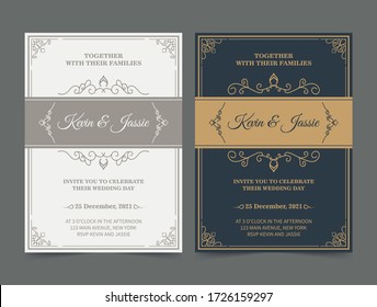 Luxury vintage golden vector invitation card template	