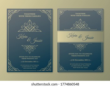 Luxury vintage golden vector invitation card template