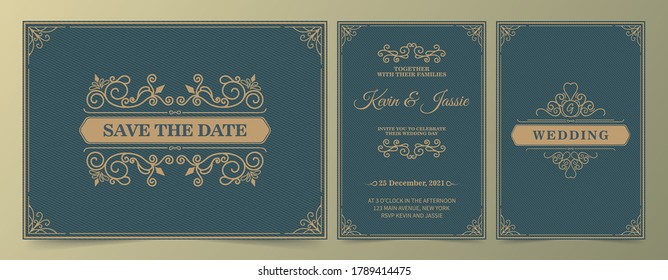 Luxury vintage golden vector invitation card template