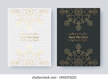 Luxury vintage golden vector invitation card template