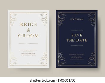 Luxury Vintage Golden Vector Invitation Card Template 