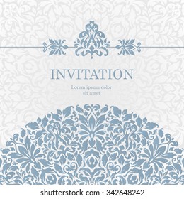 Luxury vintage invitation card template. Ornate calligraphic floral greeting card.