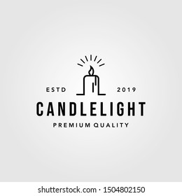 Luxury Vintage line art Candle Light Flame Logo Design Illustration