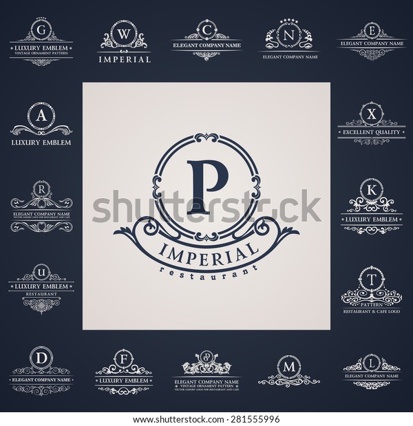 Luxury Vintage Logo Set Calligraphic Letter Stock Vector Royalty Free