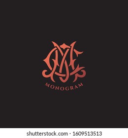 Luxury vintage monogram letters C and M design template. Vector illustration.