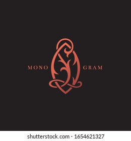 Luxury vintage monogram letters L and O design template. Vector illustration.