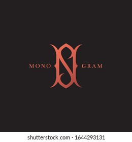 Luxury vintage monogram letters N and S design template. Vector illustration.