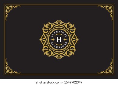 Luxury vintage ornament logo monogram crest template design vector illustration. Royal brand vignettes ornate good for boutique or restaurant logotype.