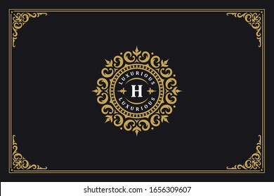 Luxury vintage ornament logo monogram crest template design vector illustration. Royal brand vignettes ornate good for boutique or restaurant logotype.