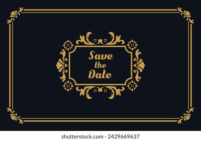 Luxury vintage ornament wedding invitation card concept