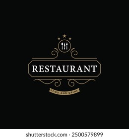 Luxury and vintage ornamental element template logo for restaurant , hotel , cafe and invitation card.