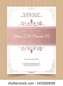 Luxury vintage Pink vector invitation card template.