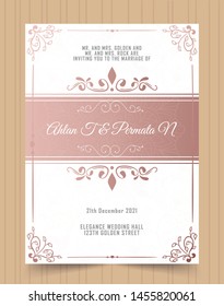 Luxury vintage Pink vector invitation card template.