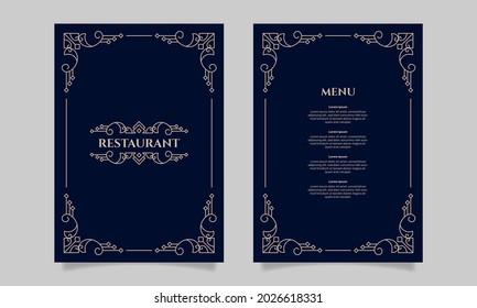 Luxury vintage restaurant food menu card template. - Vector.